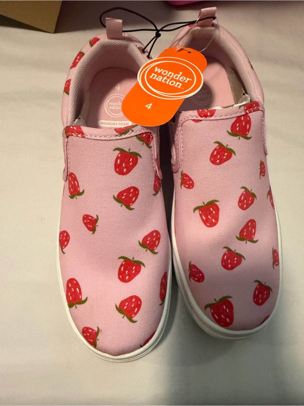 wonder nation Pink Slip-On Sneakers with Red Strawberry Print
